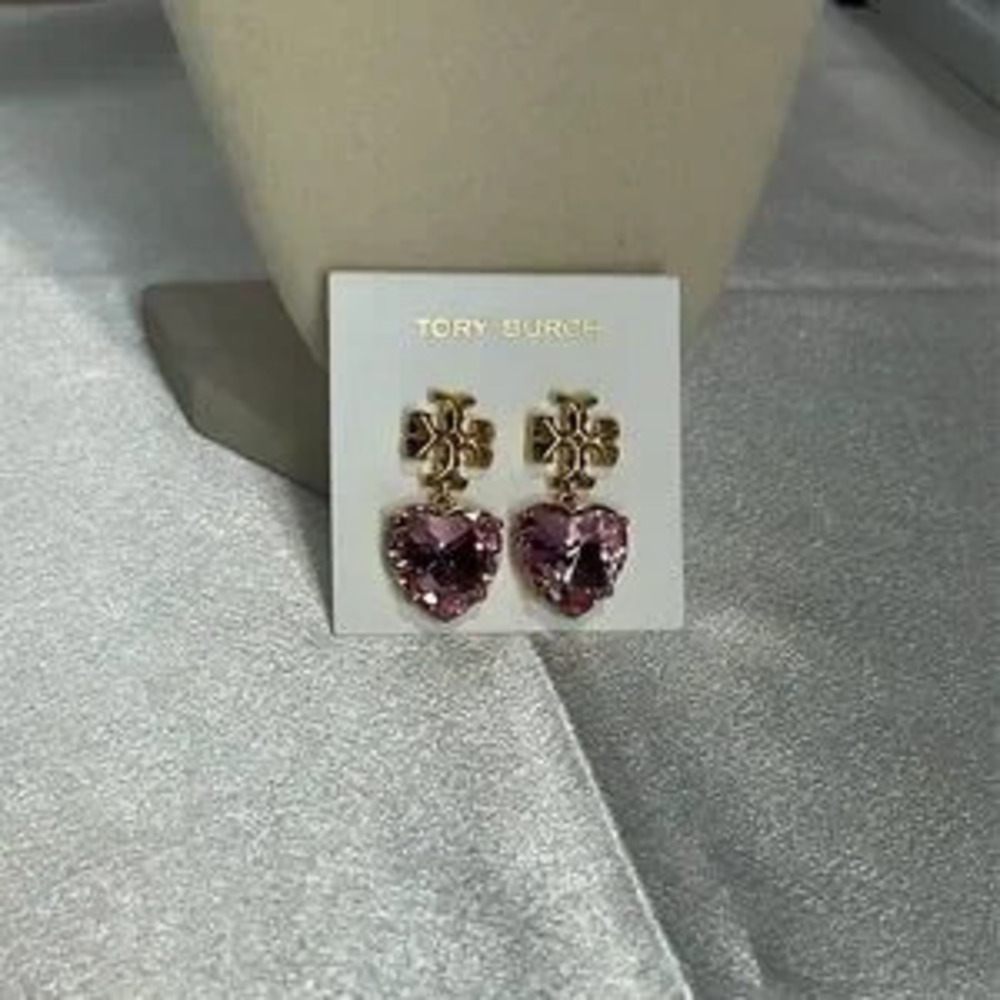 Tory Burch pink heart earrings
